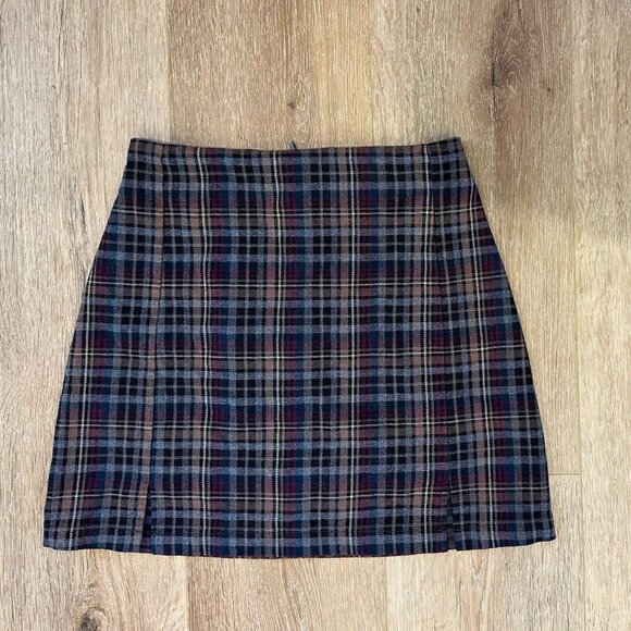 Brandy Melville Dresses & Skirts - Brandy Melville John Galt Plaid Slit Mini Skirt Size XS